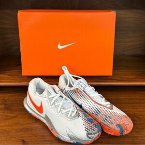 Nike Air Zoom Vapor Cage 4 HC, White/Team Orange-Green Abyss, Size 9, CD0424-106